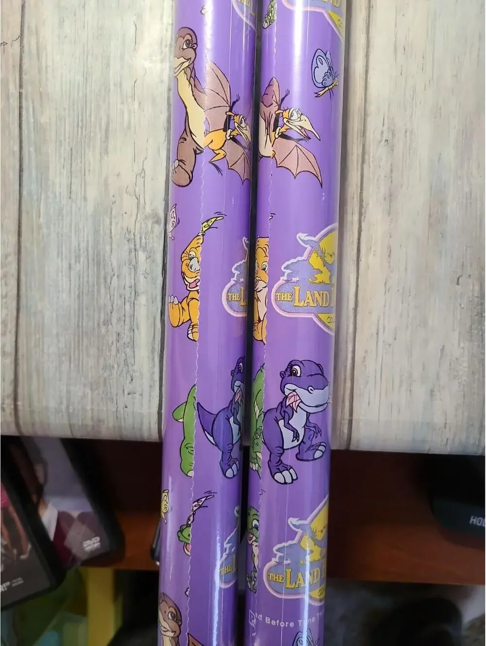 Two Rolls Land Before Time Gift Wrap Paper 5 feet Littlefoot Ducky, Dino, Cera